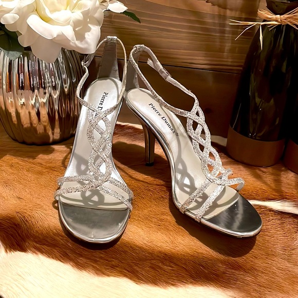 Pierre Dumas Shoes - 👠New Vintage Pierre Dumas Silver Sparkle Strappy Heels